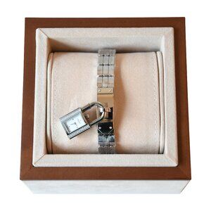 Hermes Kelly Watch Mini Model 16mm Diamond-Set Steel Bracelet Silver